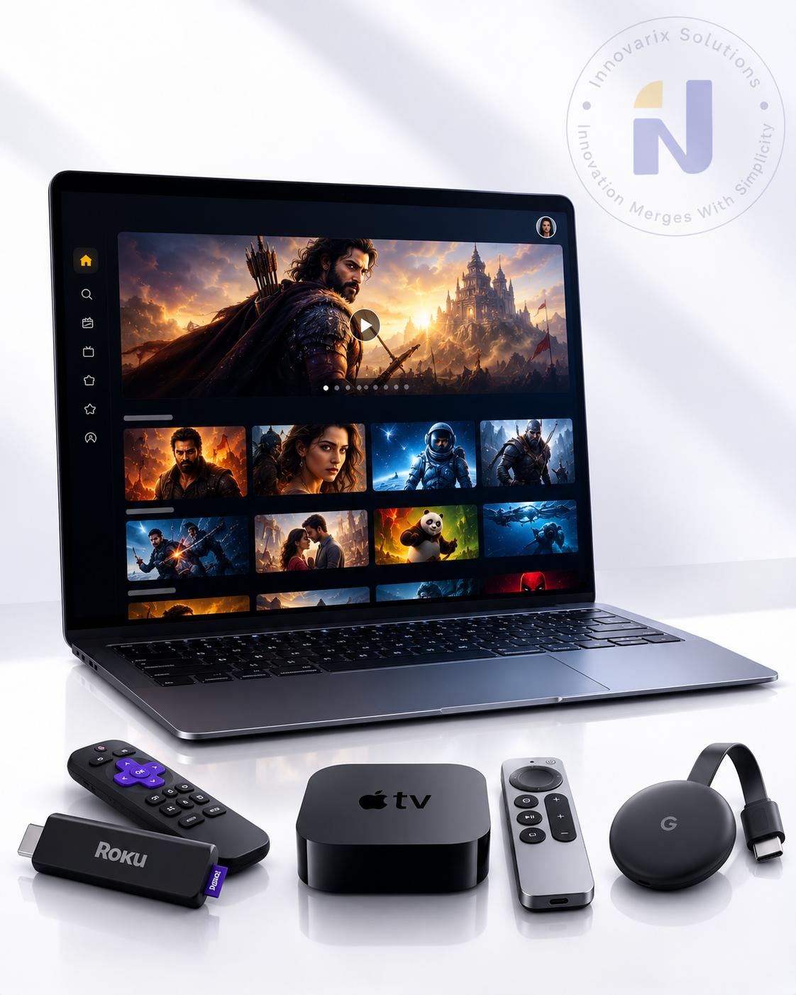 Movies streaming on a laptop